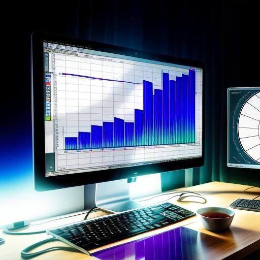 Computer screen with upward trending graph.